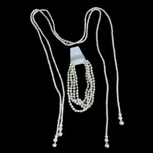 NEW Three piece flapper a faux pearl and rhinestone jewelry set